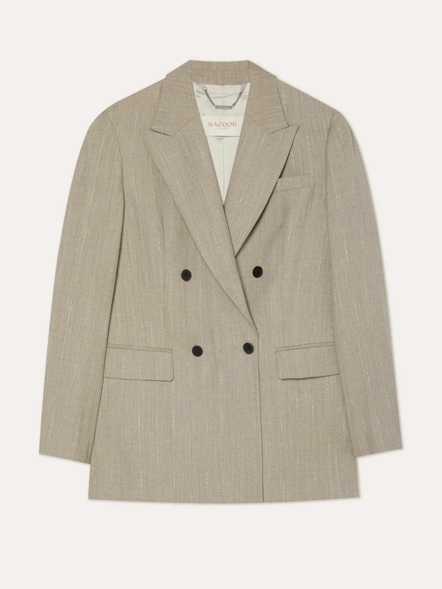 Double-Breasted Blazer In Striped Wool Blend - Image 4