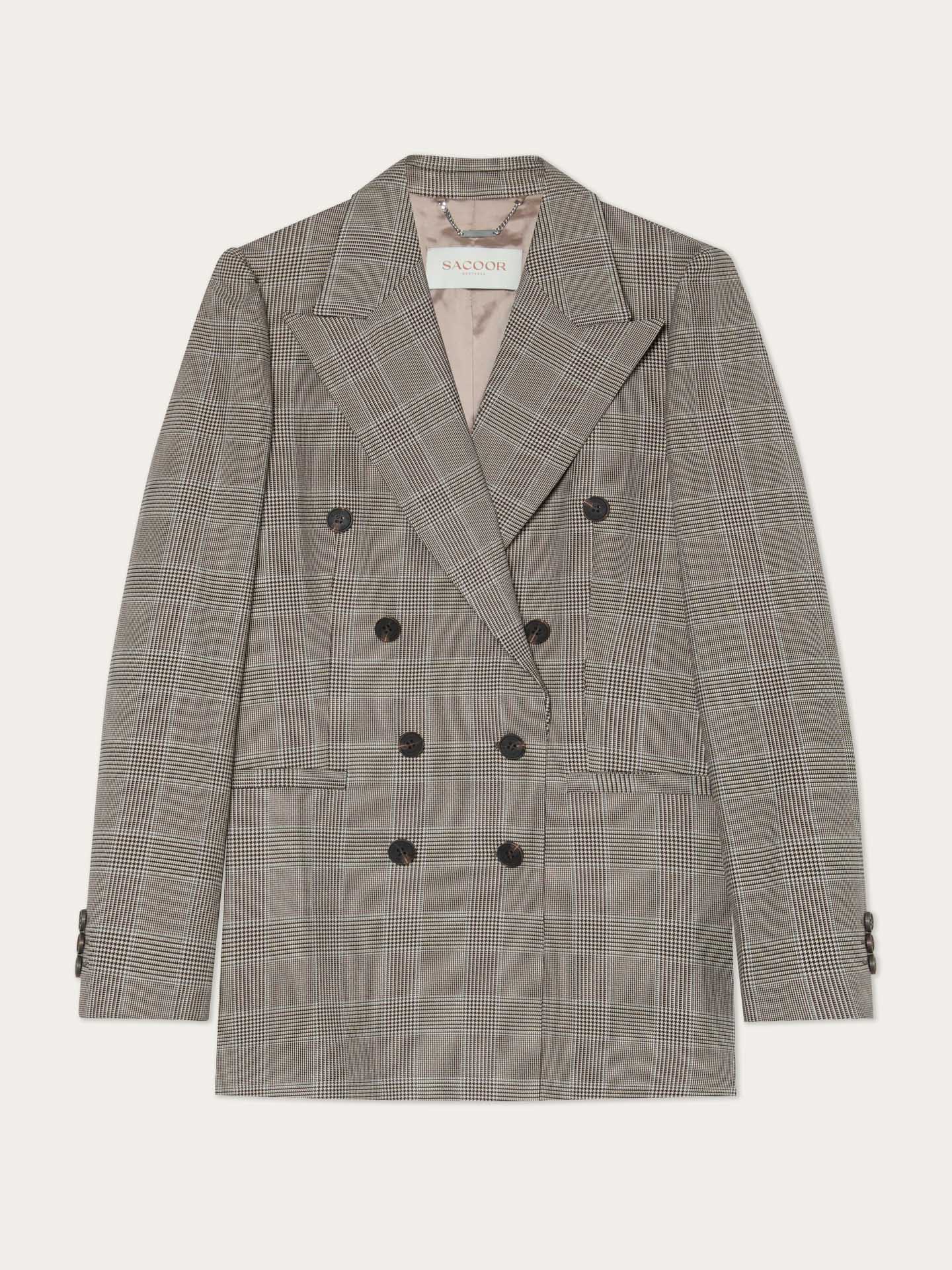 Double-Breasted Blazer In Viscose Blend Checks - Image 4
