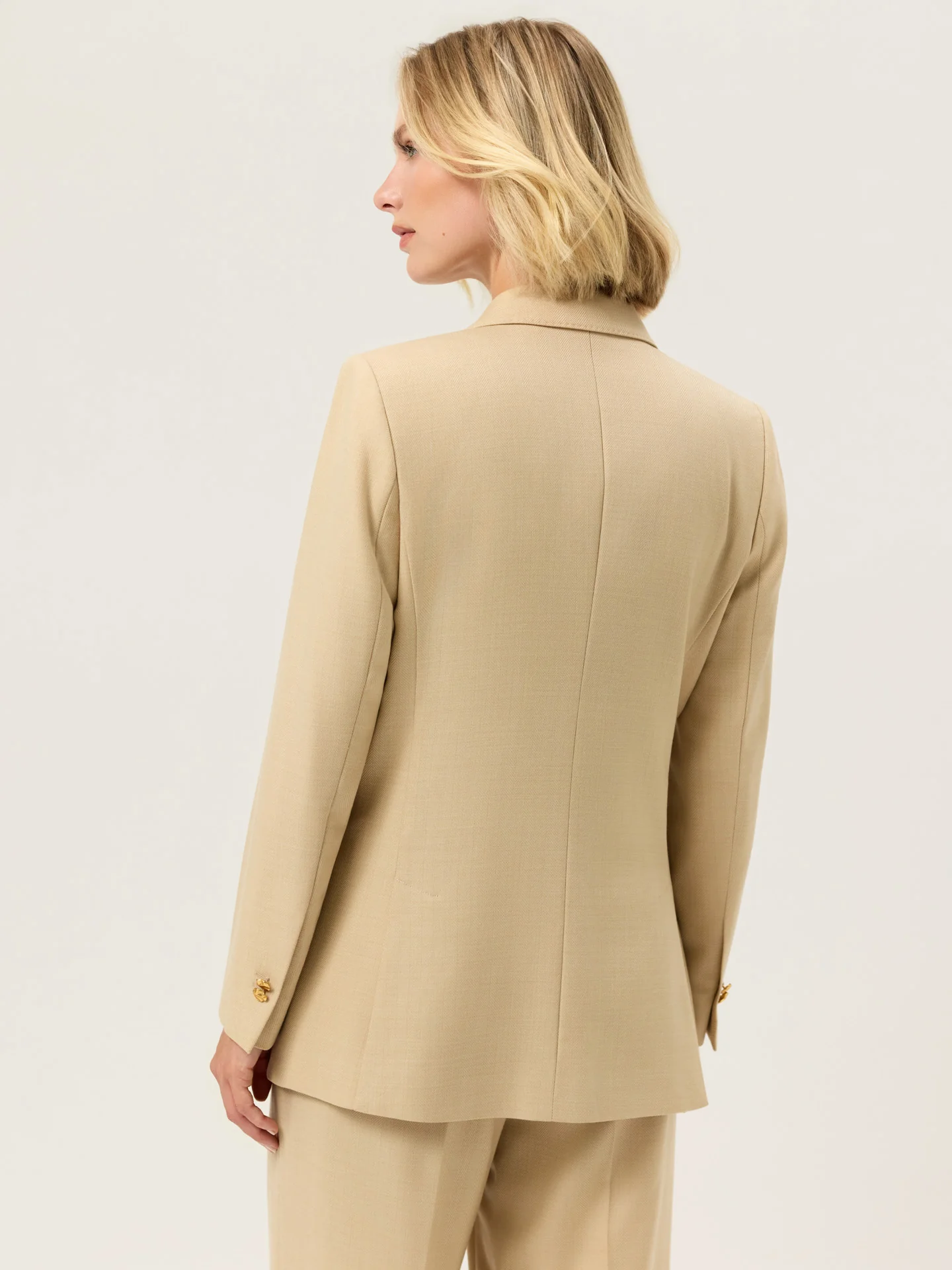 Double-Breasted Blazer In Wool Blend Herringbone - Image 4