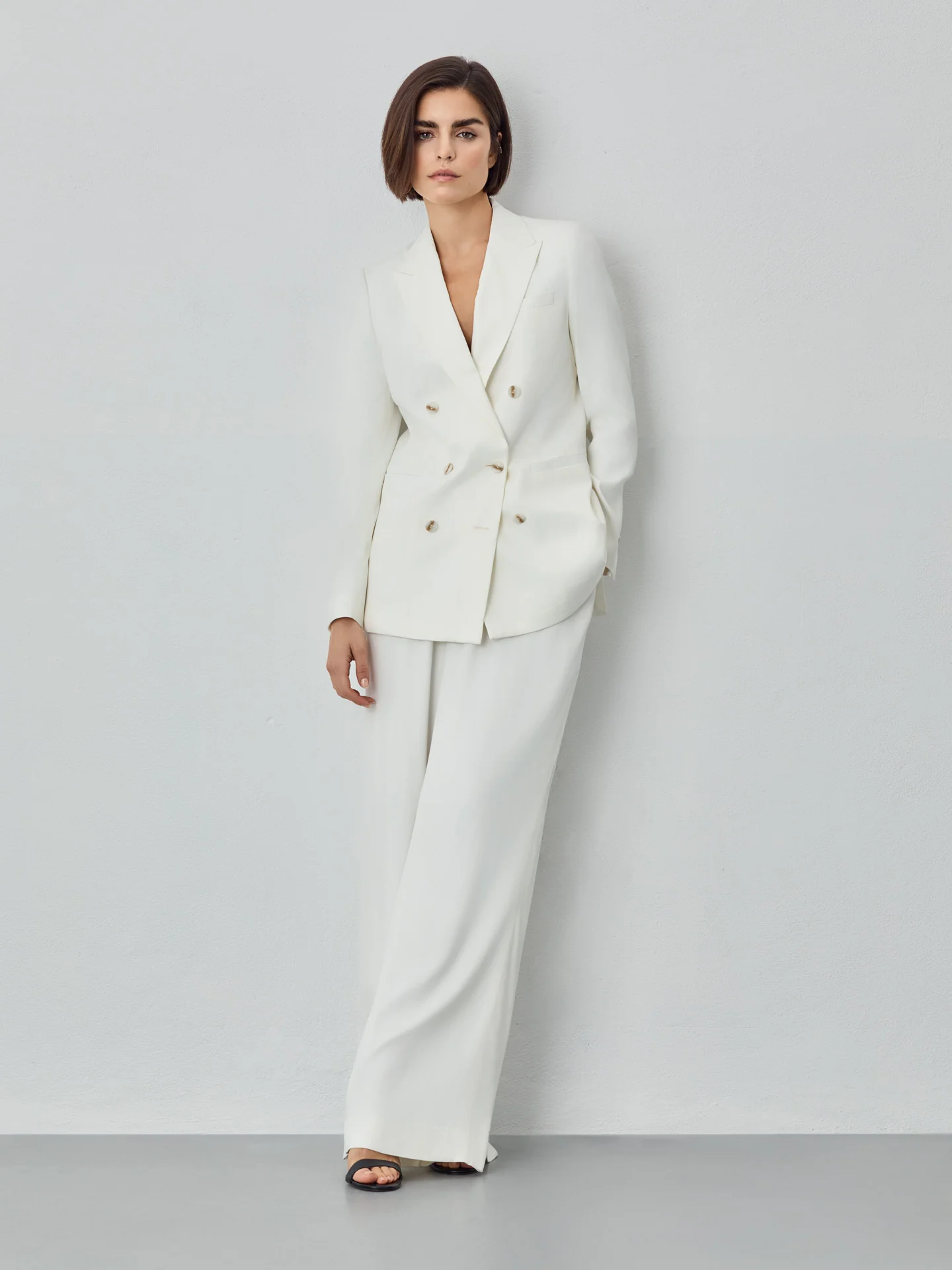 Double-Breasted Suit Blazer In Cotton Blend Fabric - Image 7