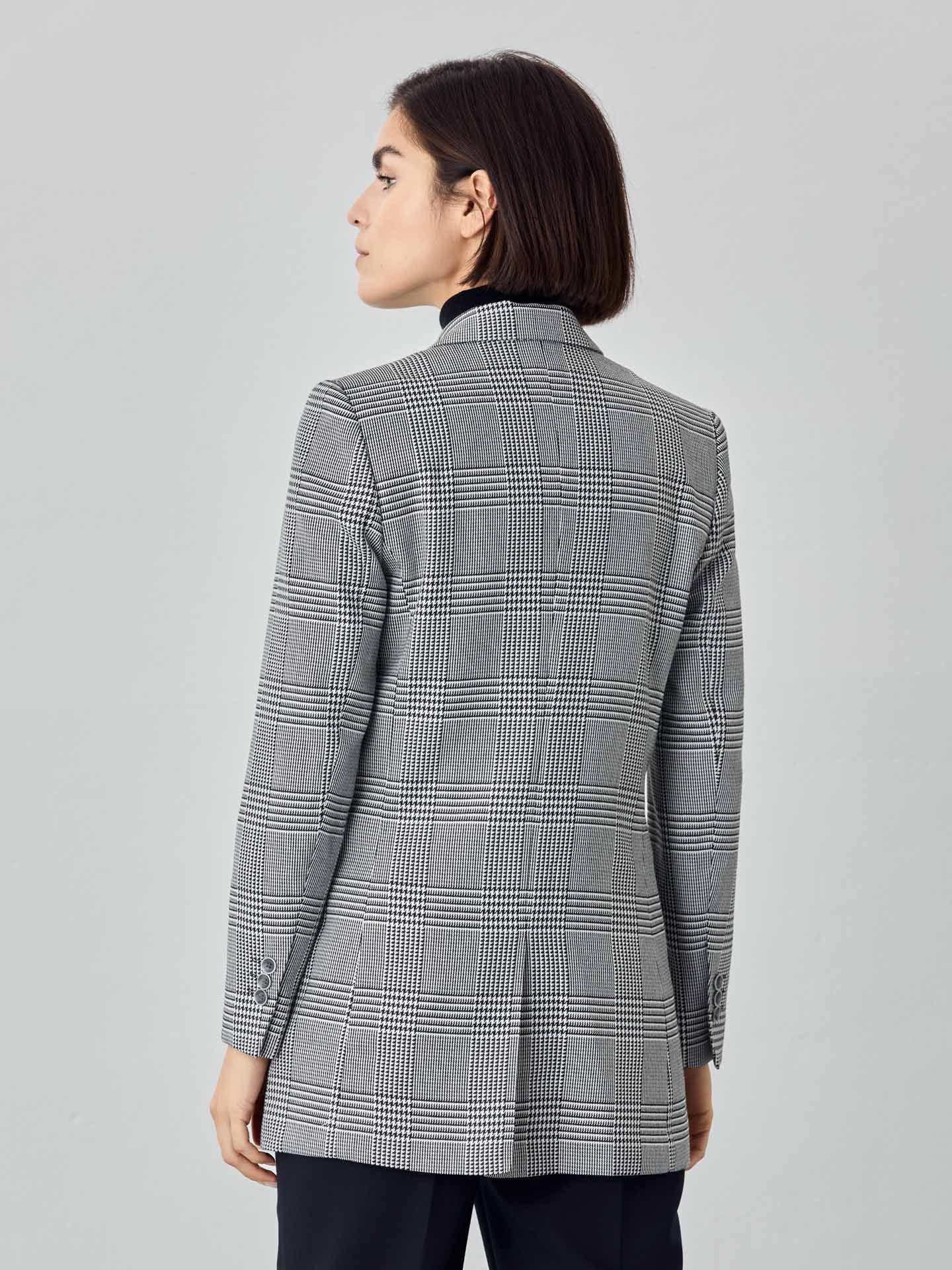 Double-Breasted Suit Blazer In Viscose Blend With Pied de Poule Fabric - Image 4