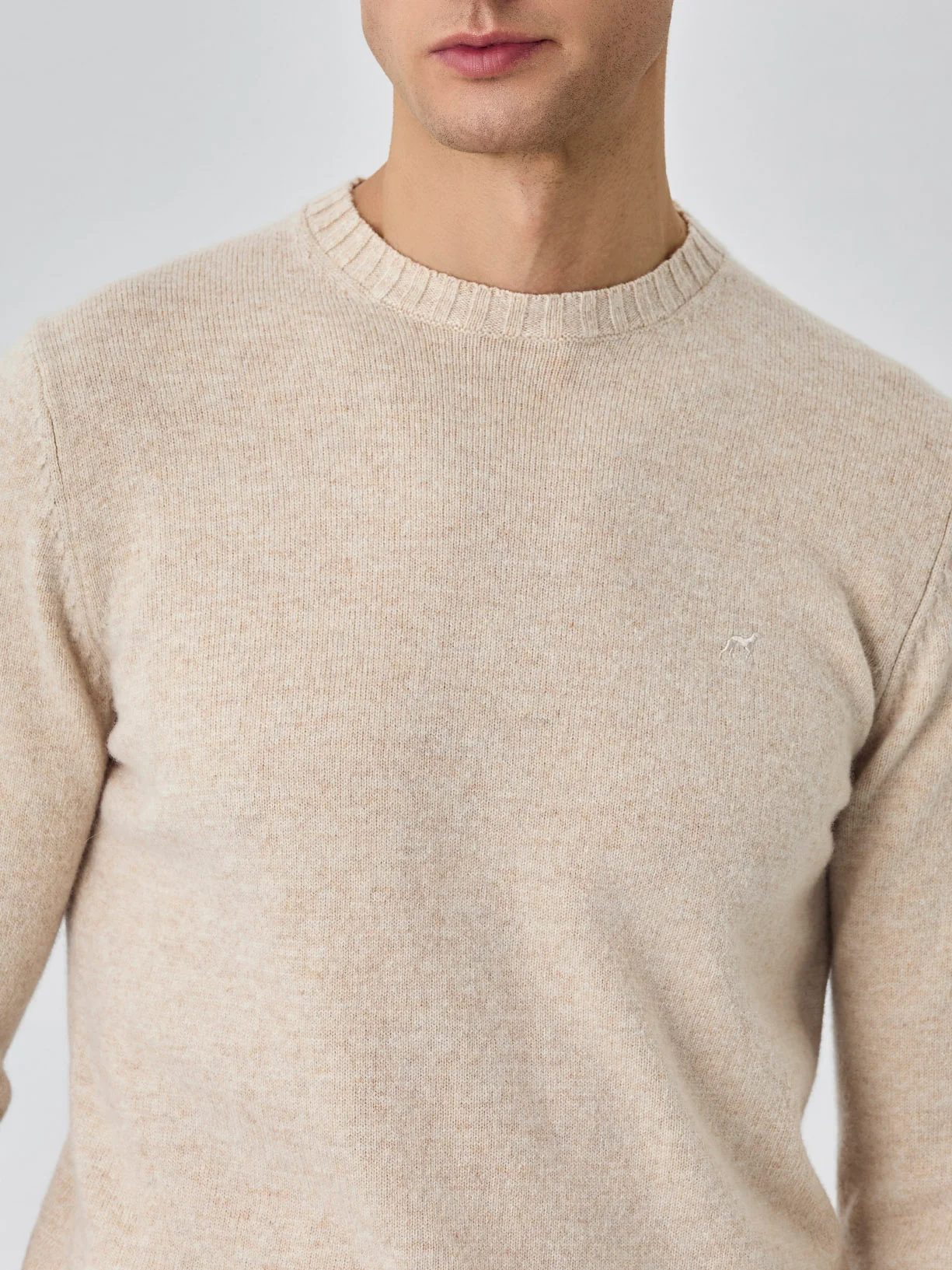 Machine Washable Crew Neck Sweater With Long Sleeves In Lambswool - Image 5