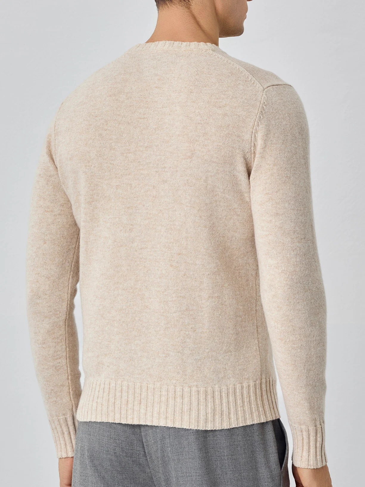 Machine Washable Crew Neck Sweater With Long Sleeves In Lambswool - Image 6