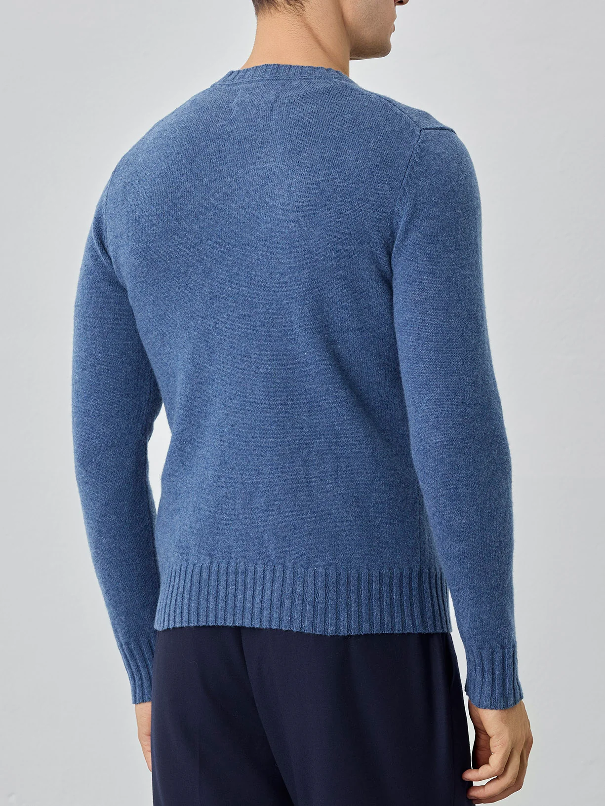 Machine Washable Crew Neck Sweater With Long Sleeves In Lambswool - Image 9