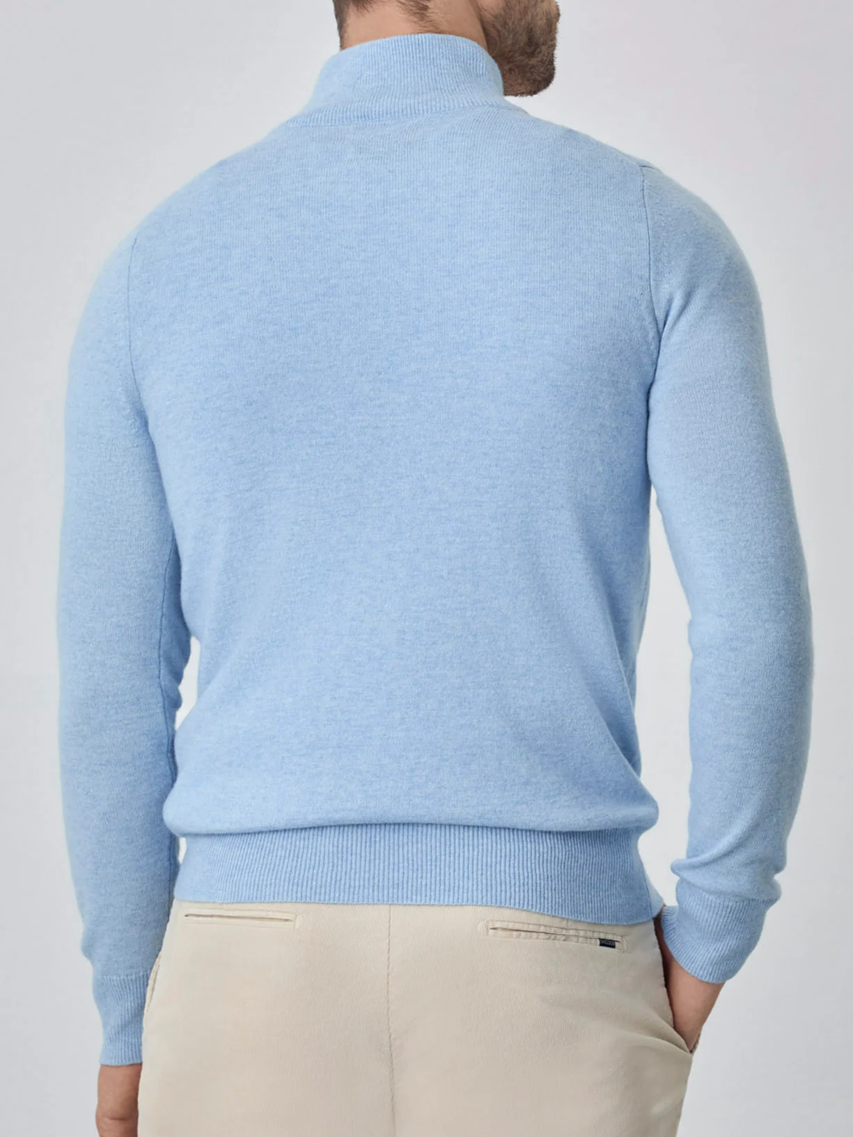 Machine Washable Half-Zip Sweater With Long Sleeves In Lambswool Blend - Image 12
