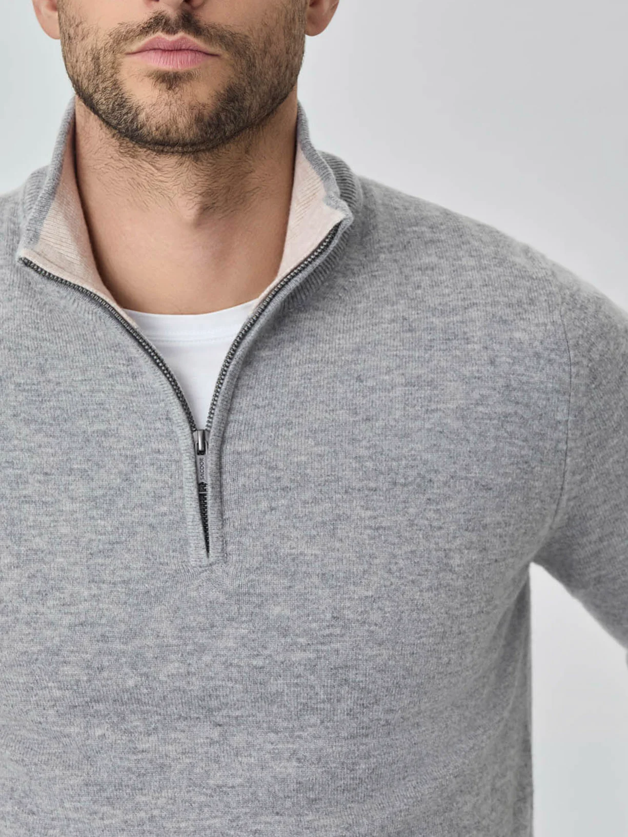 Machine Washable Half-Zip Sweater With Long Sleeves In Lambswool Blend - Image 14