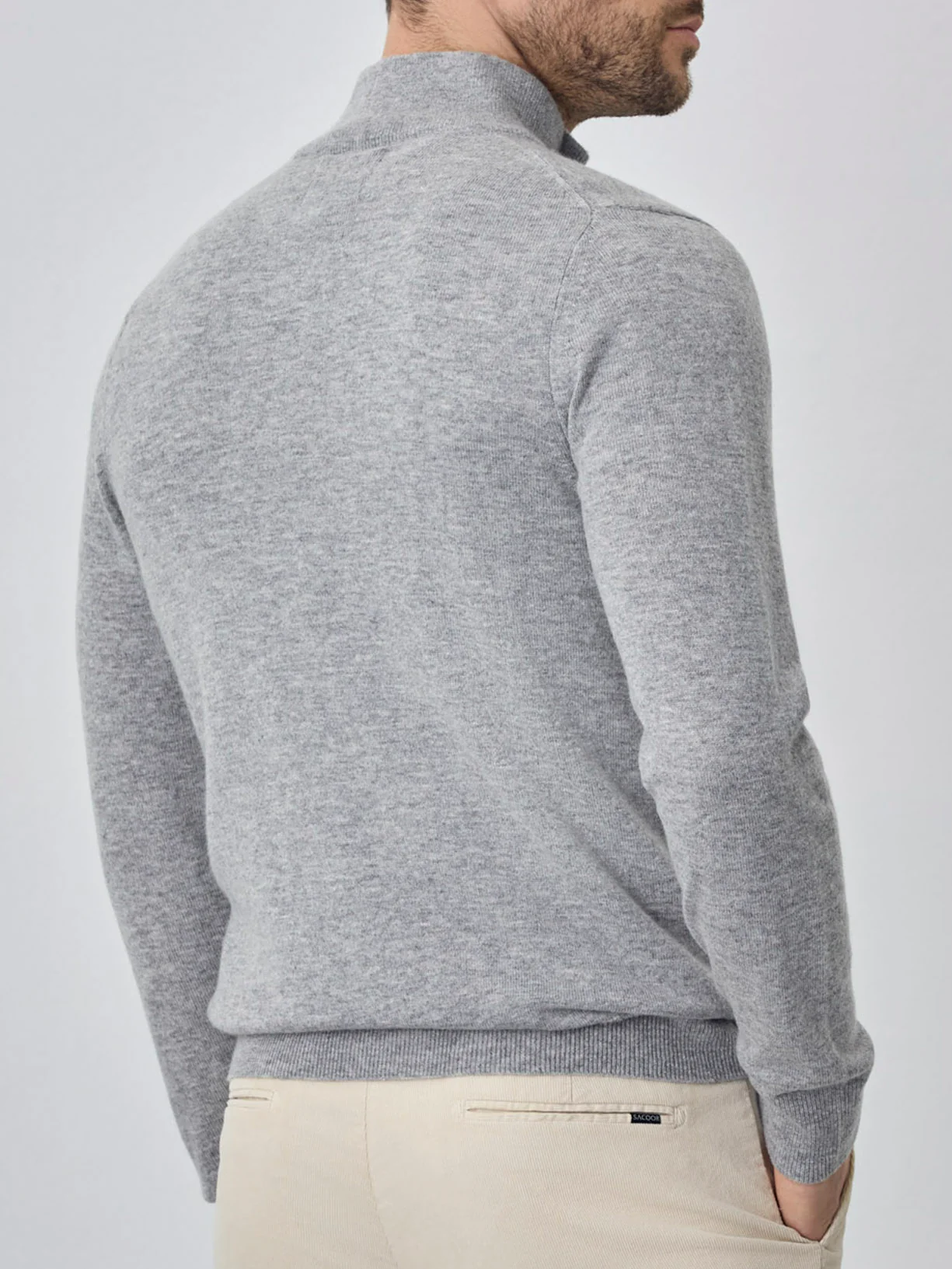 Machine Washable Half-Zip Sweater With Long Sleeves In Lambswool Blend - Image 15