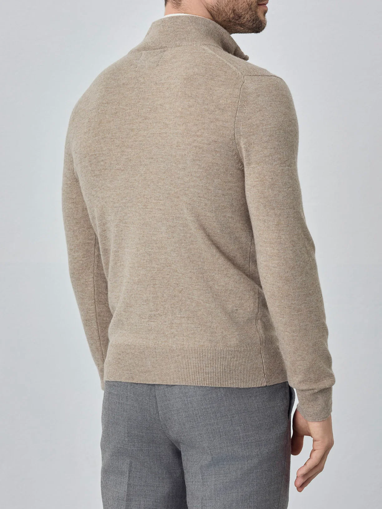 Machine Washable Half-Zip Sweater With Long Sleeves In Lambswool Blend - Image 3