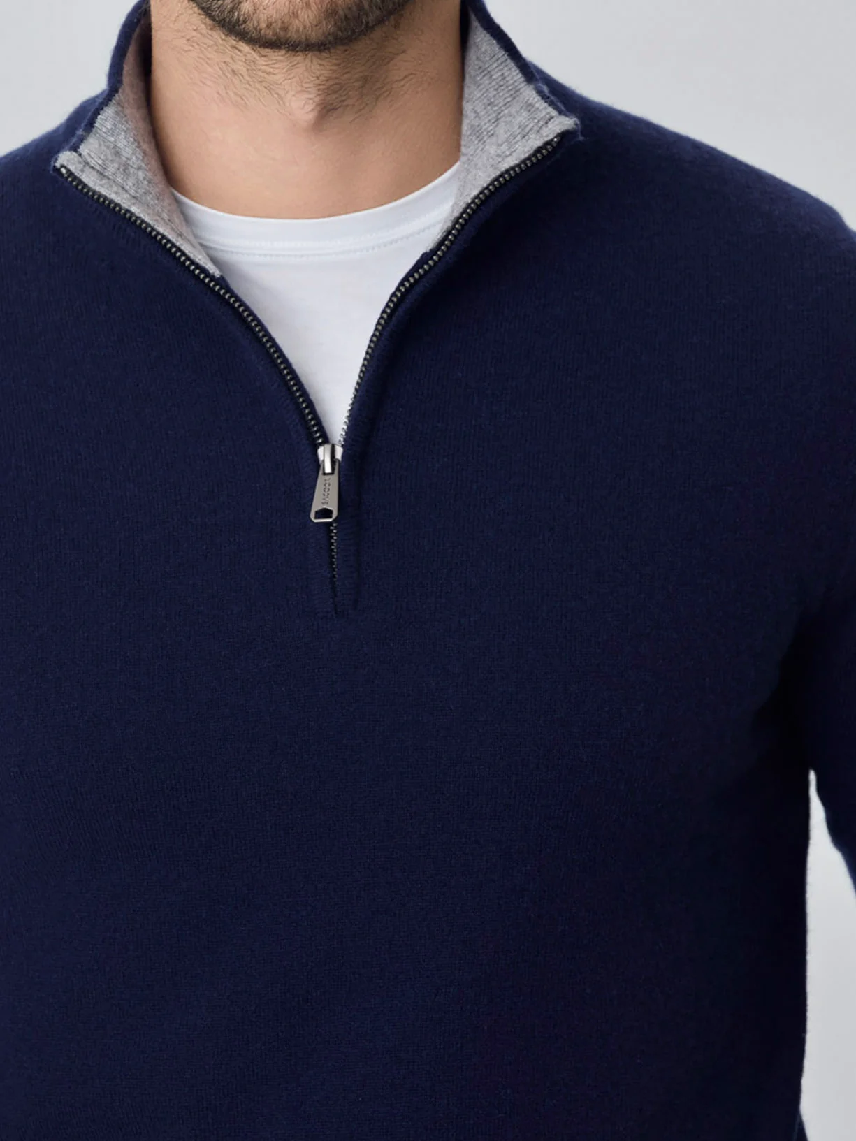 Machine Washable Half-Zip Sweater With Long Sleeves In Lambswool Blend - Image 5