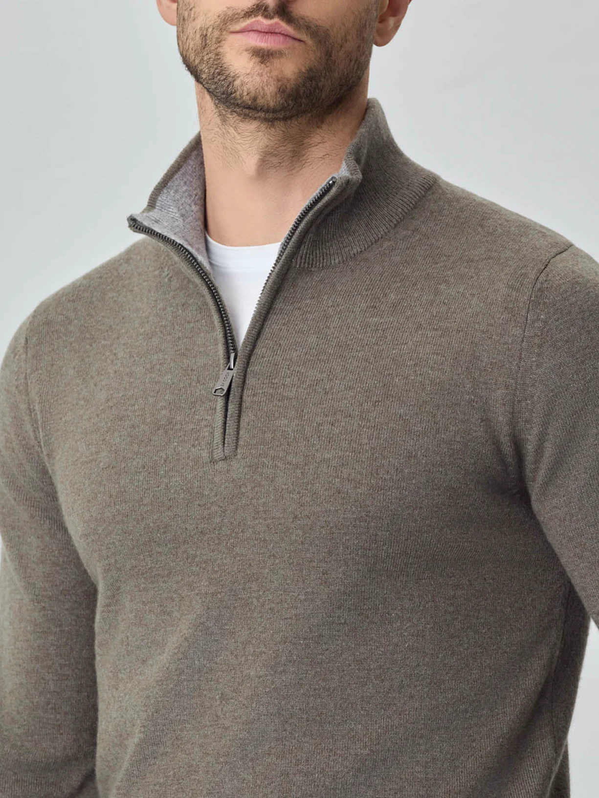 Machine Washable Half-Zip Sweater With Long Sleeves In Lambswool Blend - Image 8