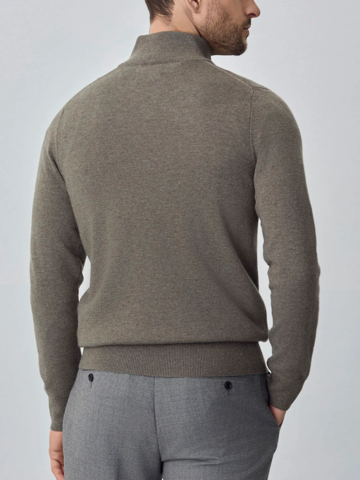 Machine Washable Half-Zip Sweater With Long Sleeves In Lambswool Blend - Image 9