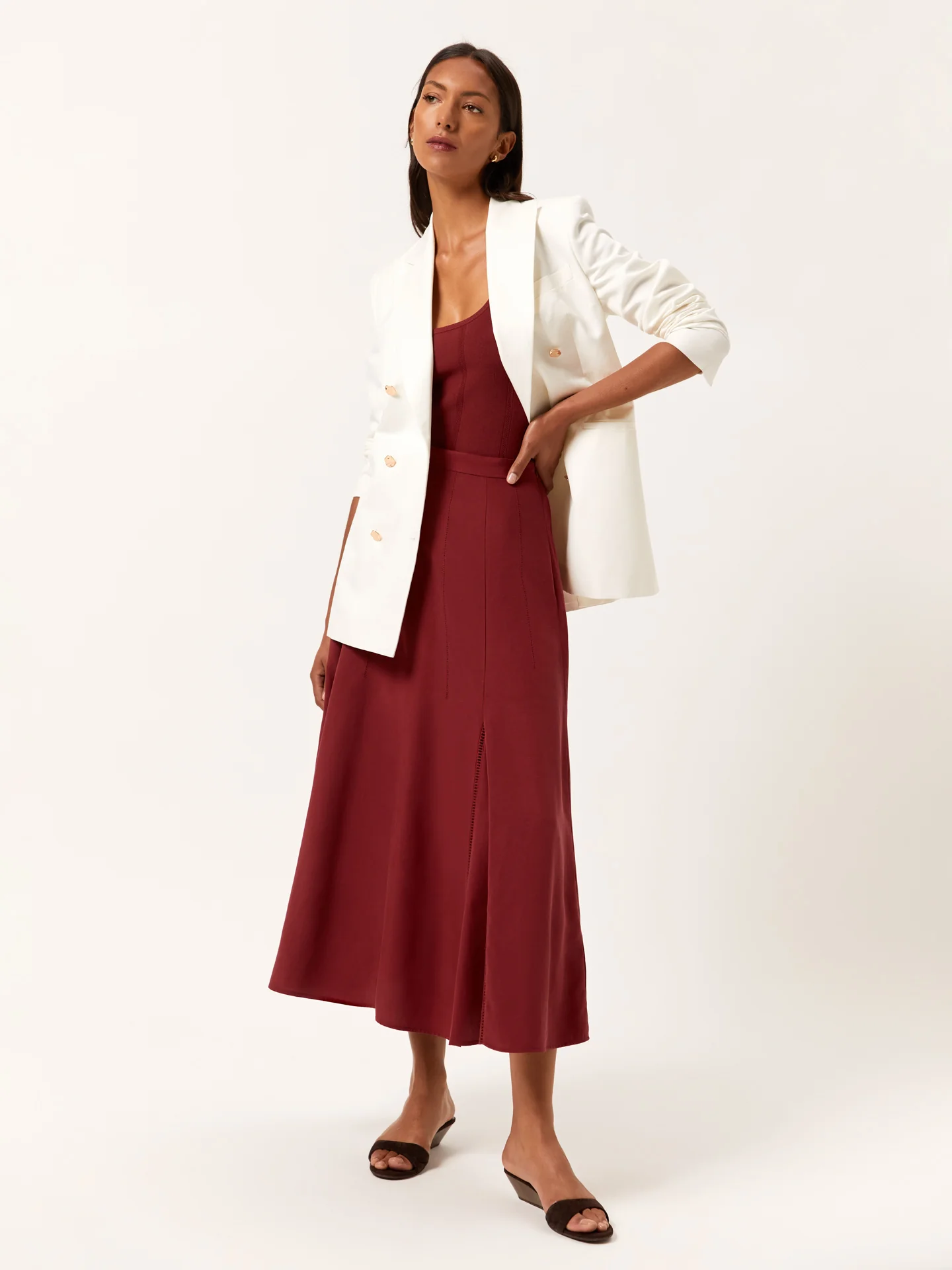 Midi Skirt In Tencel & Linen Blend With Embroidery - Image 4