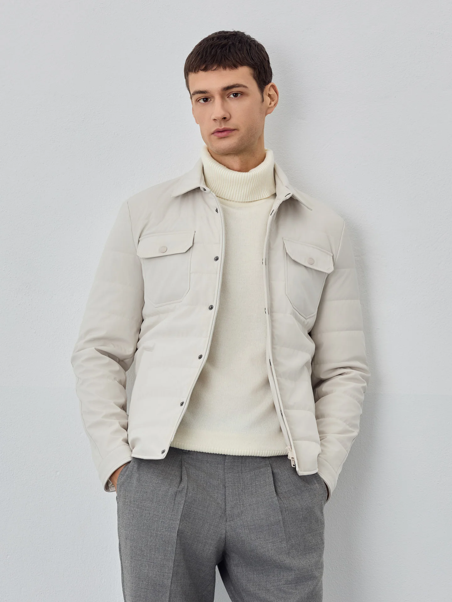 Padded and Quilted Shirt Jacket With Chest Pockets - Image 6