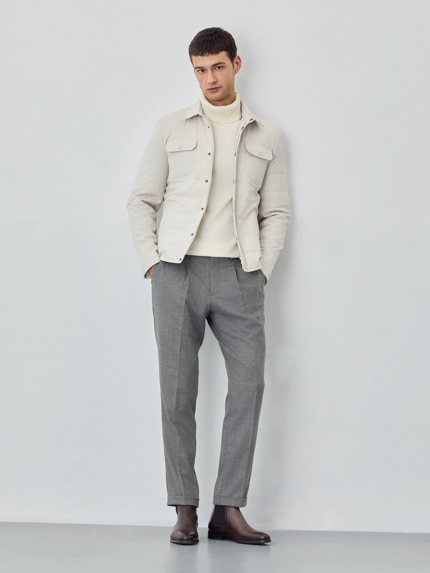 Padded and Quilted Shirt Jacket With Chest Pockets - Image 8