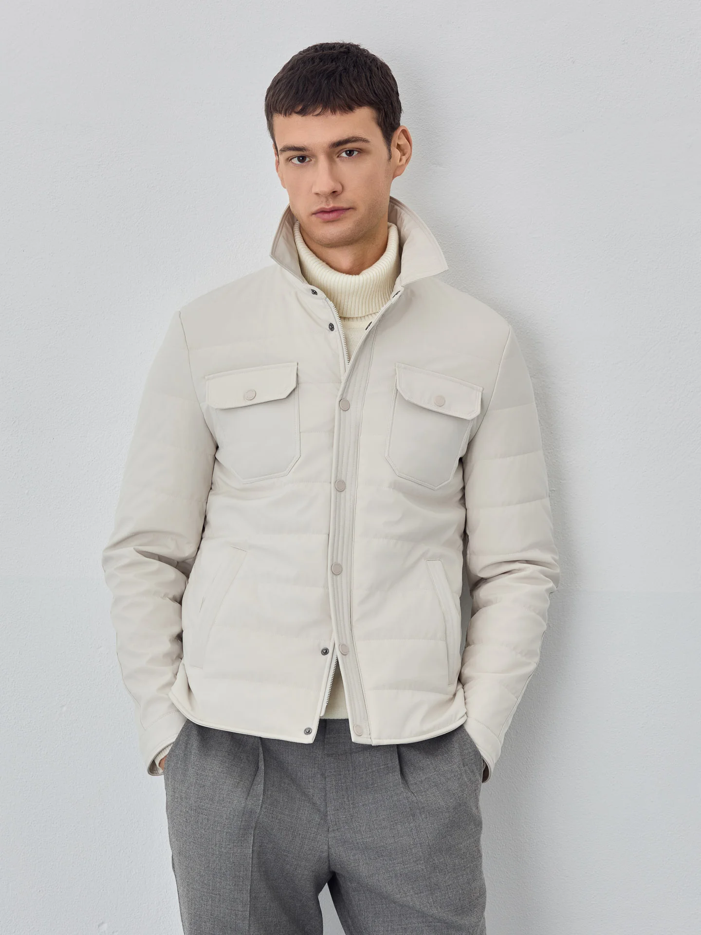 Padded and Quilted Shirt Jacket With Chest Pockets - Image 9