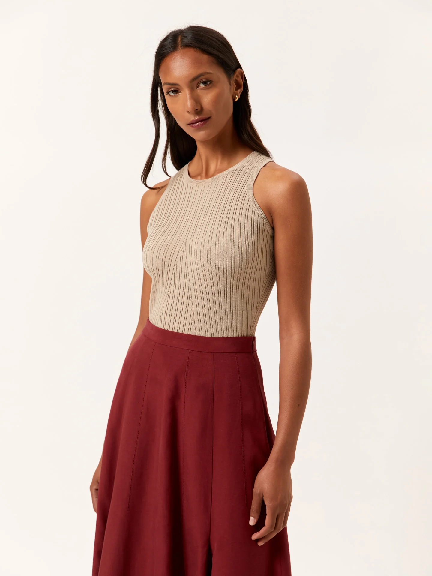 Ribbed Tank Top In Viscose & Nylon Blend - Image 11