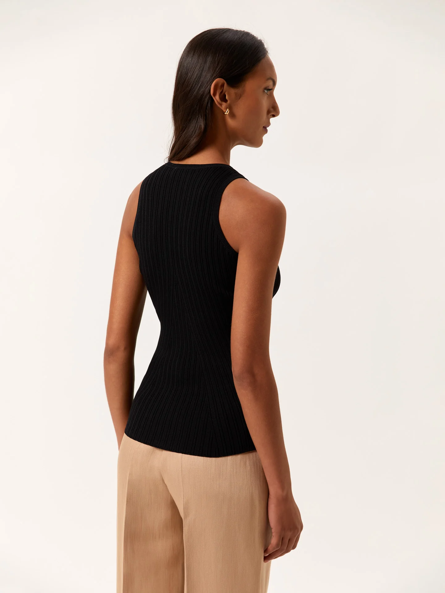 Ribbed Tank Top In Viscose & Nylon Blend - Image 3