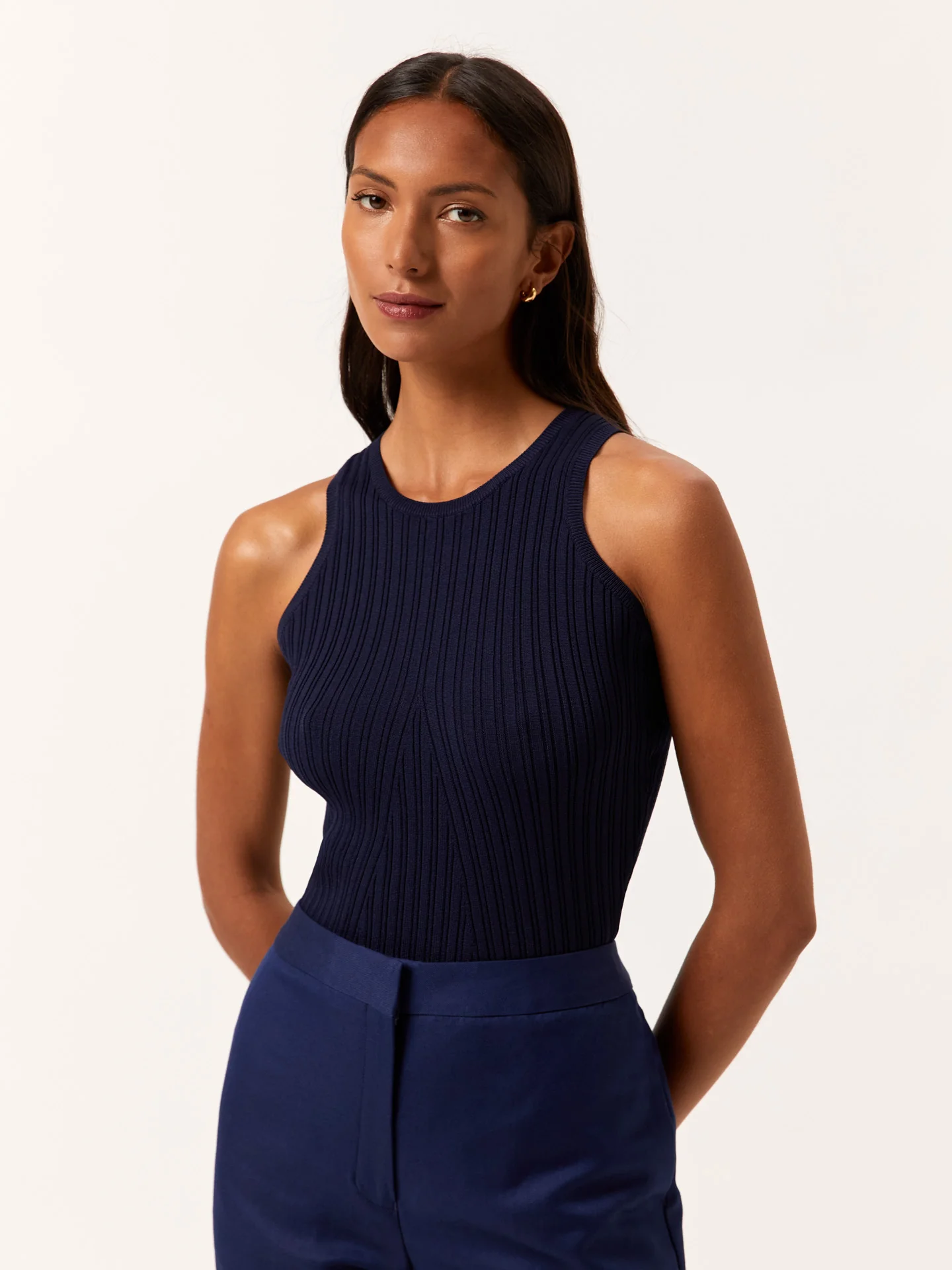 Ribbed Tank Top In Viscose & Nylon Blend - Image 7