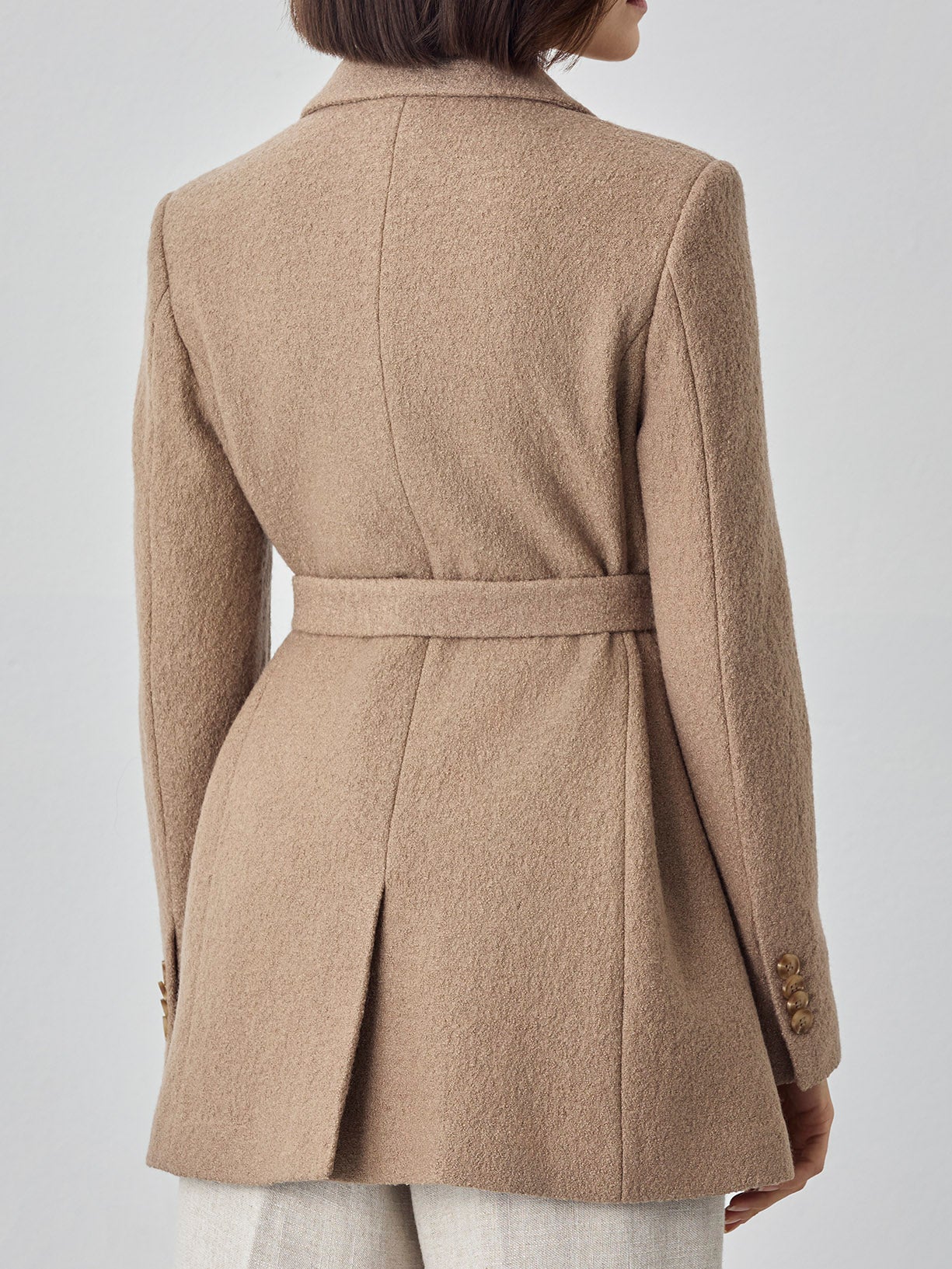 Single-breasted Wool Blend Coat With Peak Lapel - Image 3