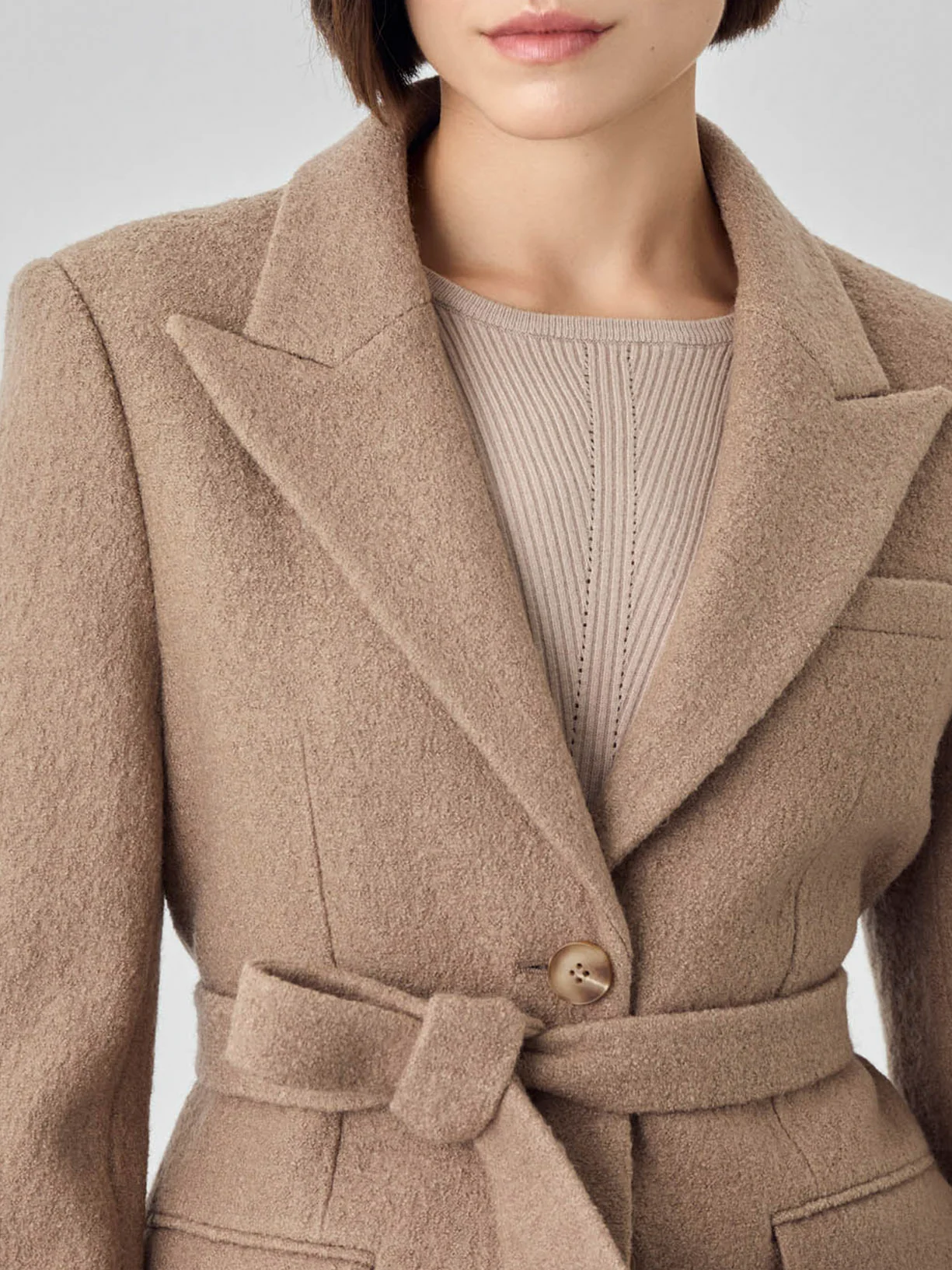 Single-breasted Wool Blend Coat With Peak Lapel - Image 4