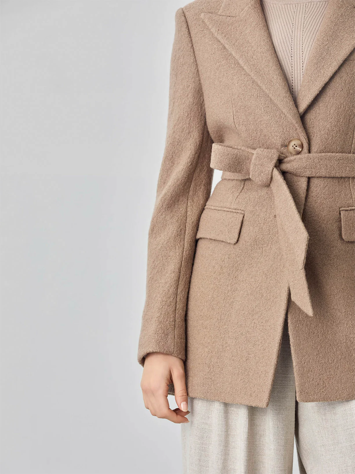 Single-breasted Wool Blend Coat With Peak Lapel - Image 5