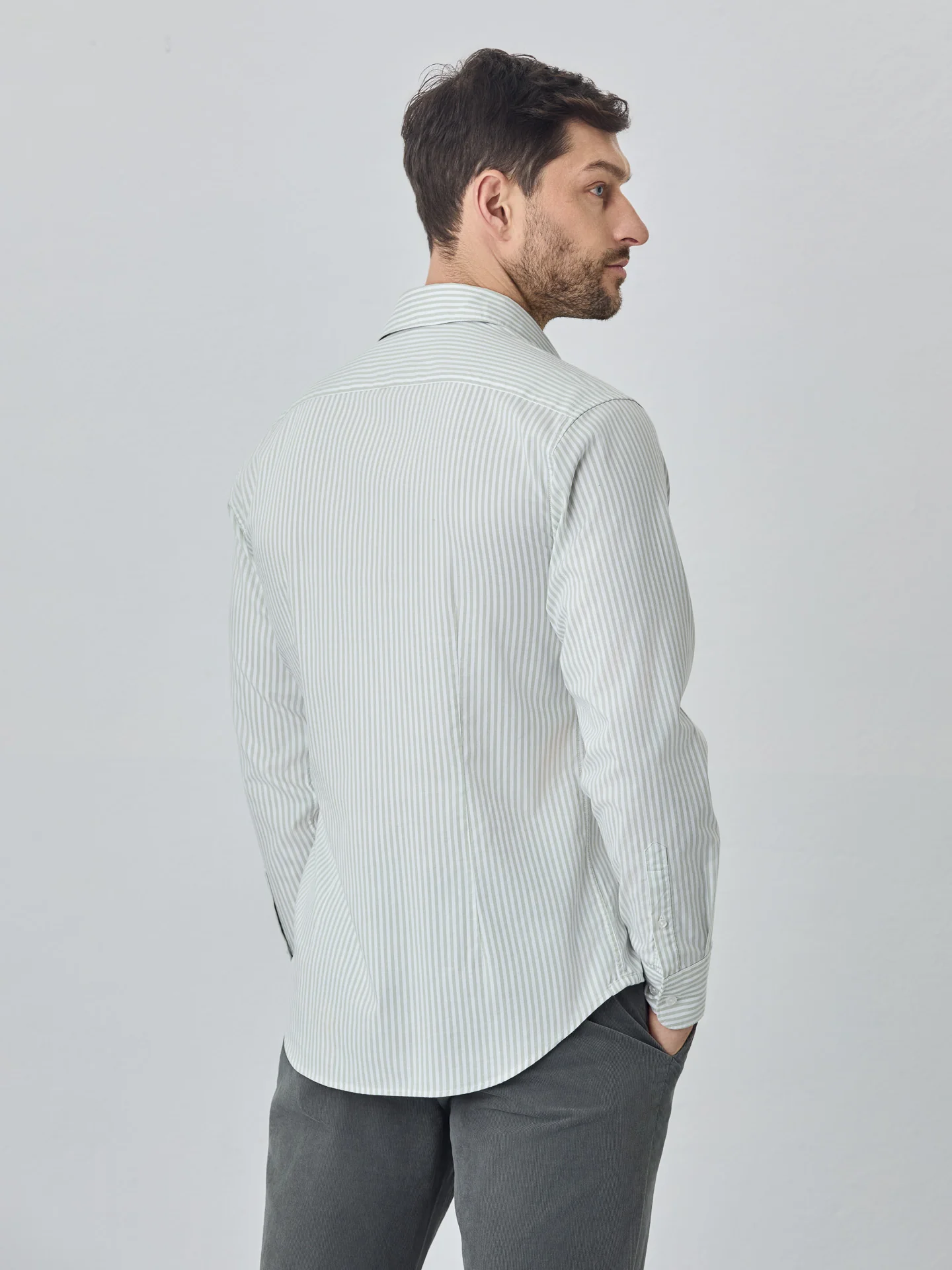 Slim fit 100% bci cotton striped oxford shirt - Image 3