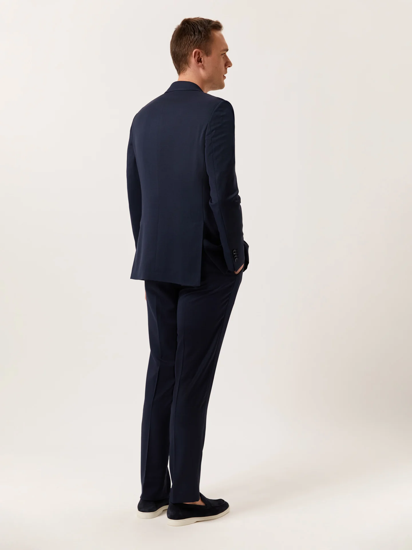 Slim Fit Birdeye Suit in Italian Natural Stretch Wool - Image 3