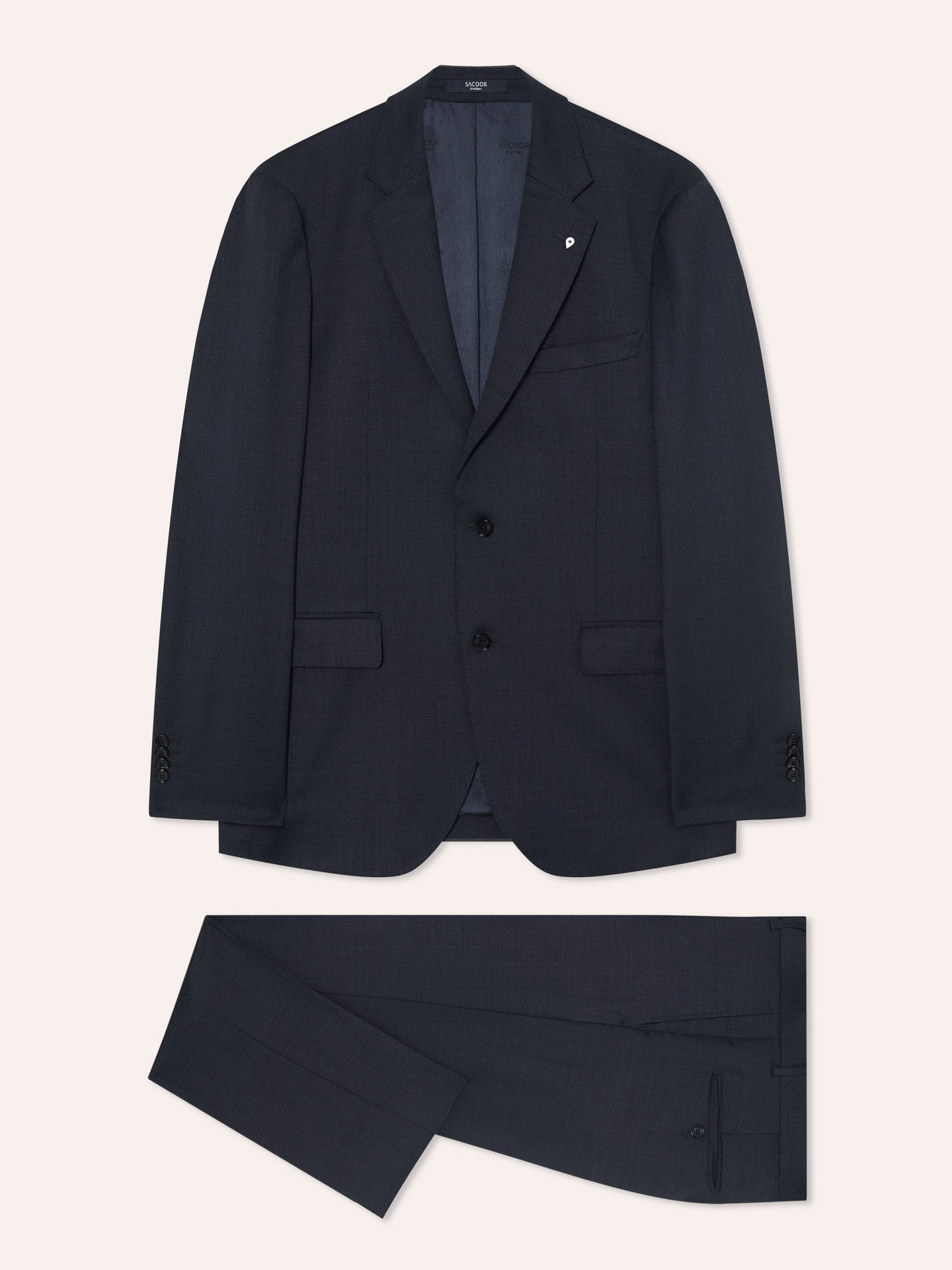 Slim Fit Birdeye Suit in Italian Natural Stretch Wool - Image 4