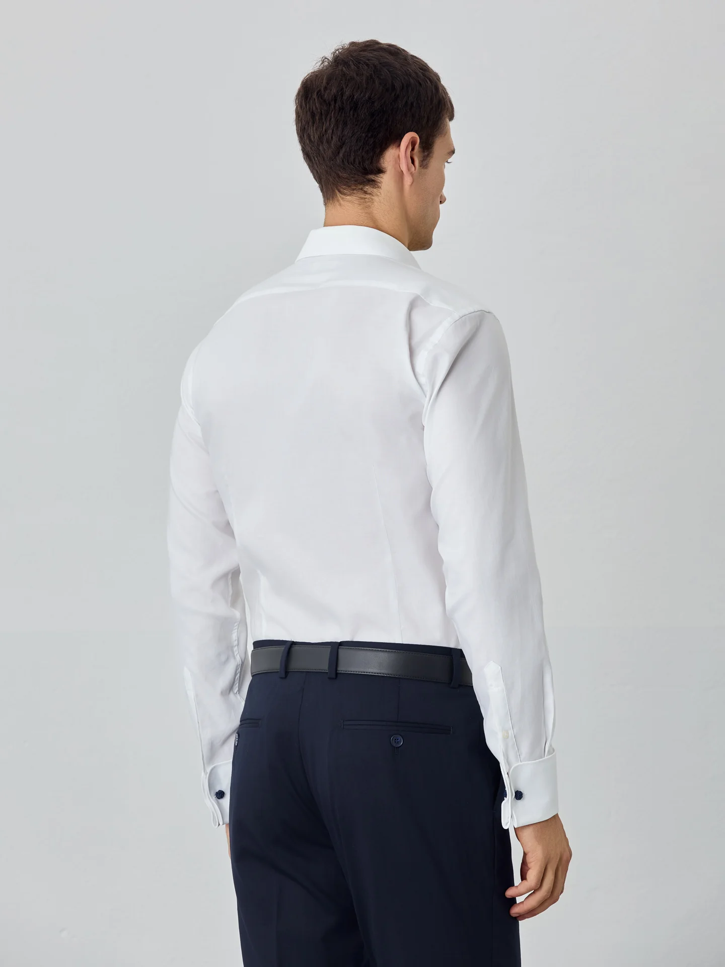 Slim fit business plain oxford formal shirt - Image 3