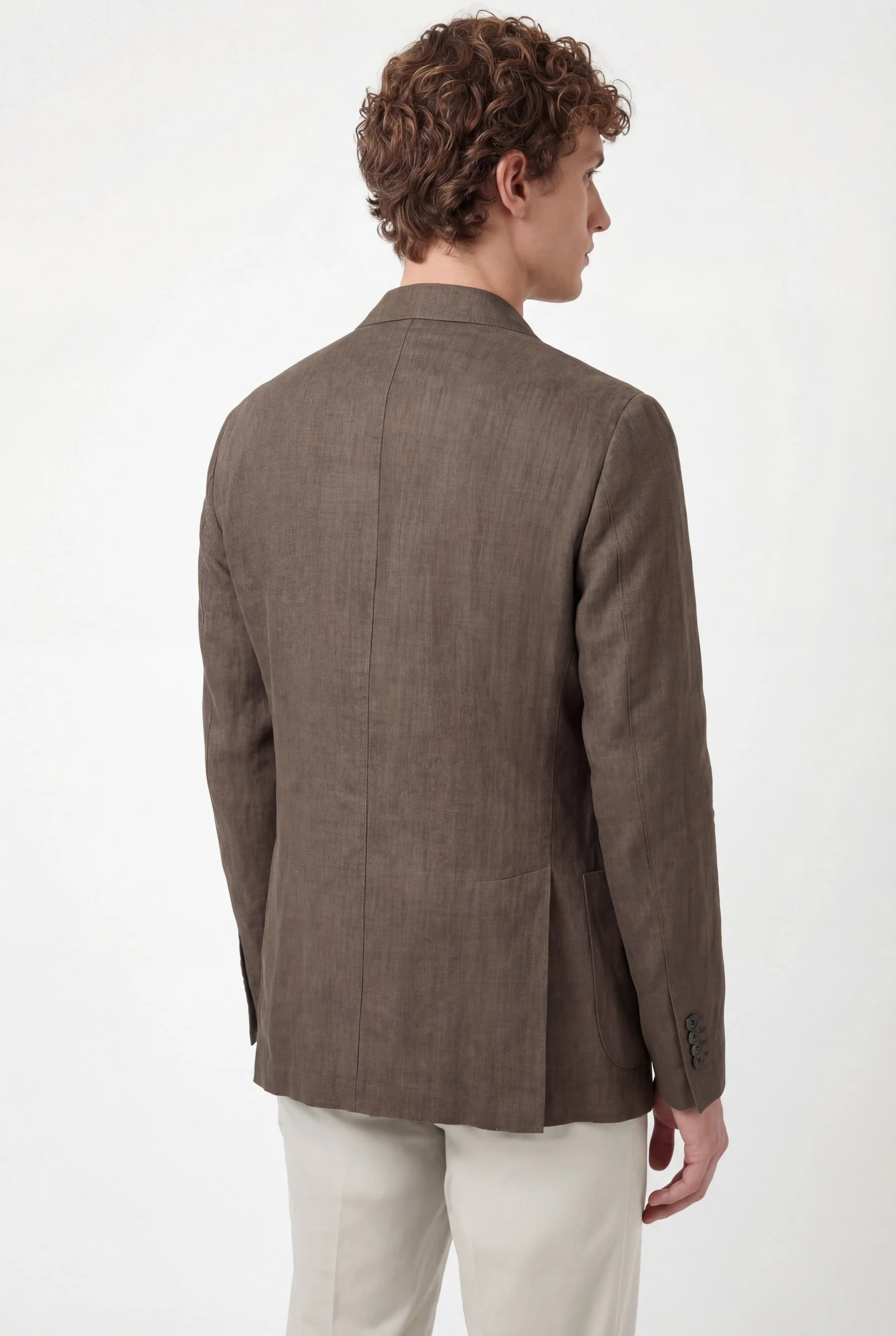 Slim fit Herringbone Pure Linen Blazer - Image 4