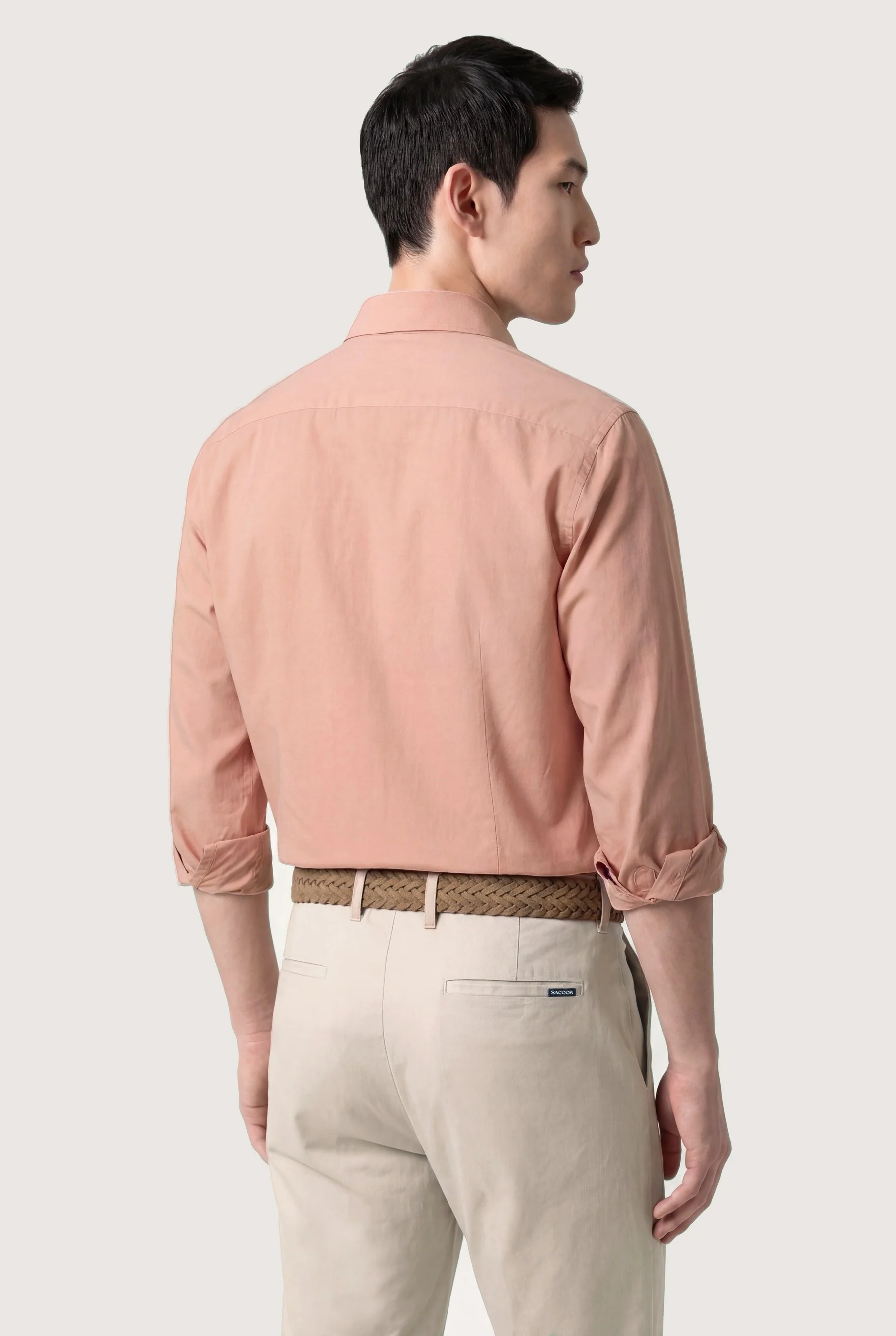 Slim Fit Overdyed Poplin Shirt With Open Collar - Image 4