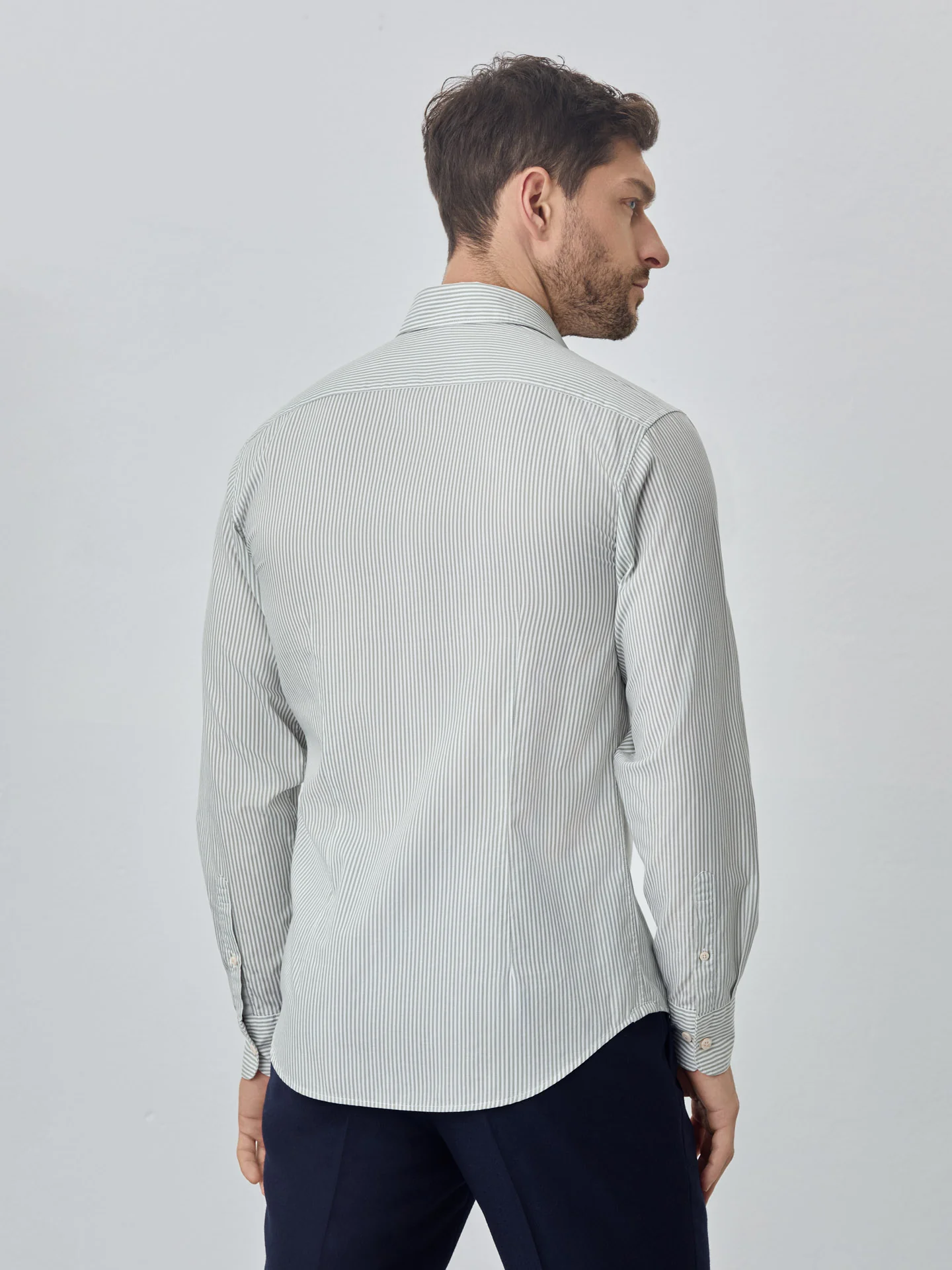 Slim fit sof satin striped shirt - Image 3