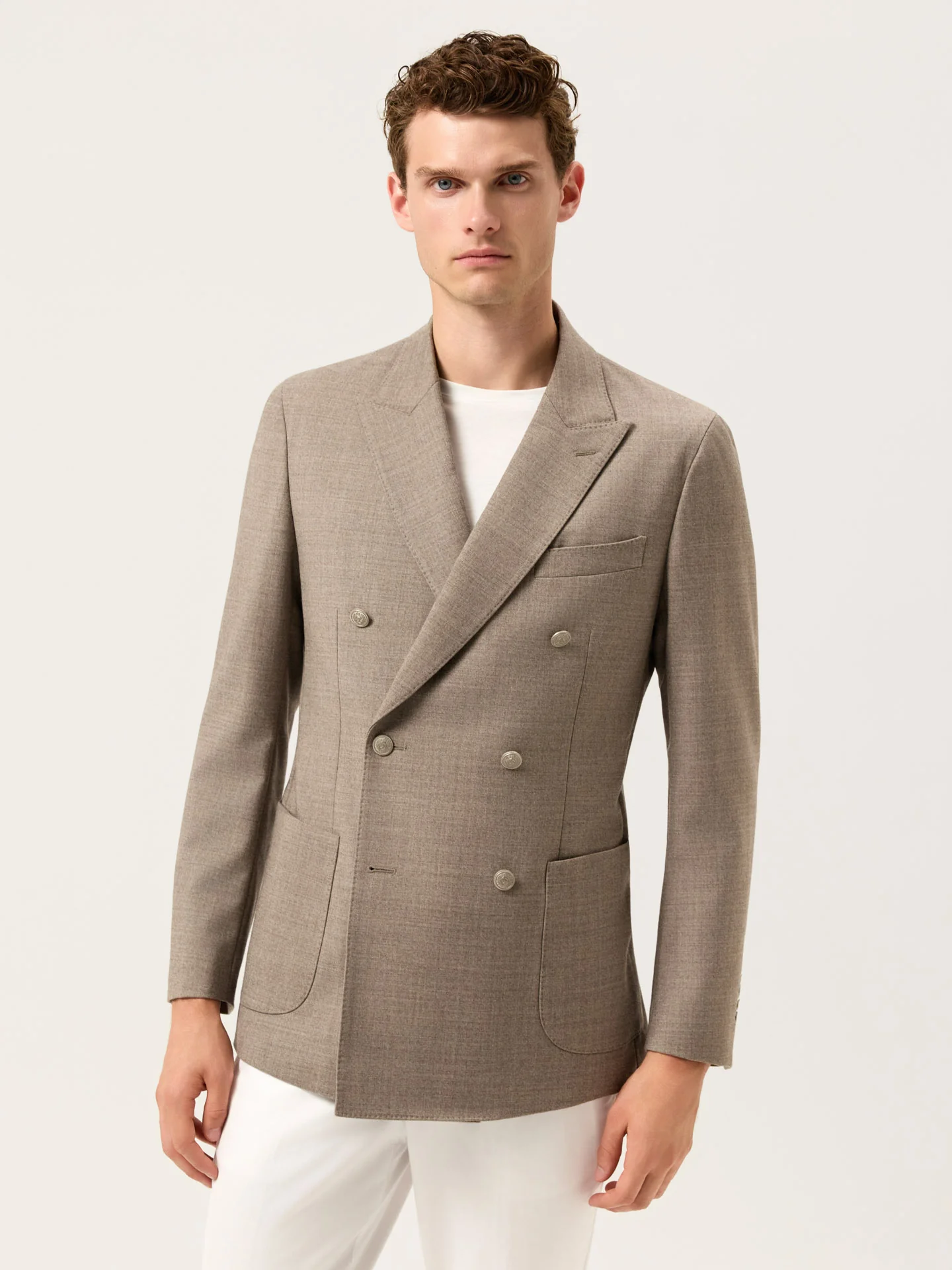 Soft Flannel Blazer With Patch Pockets - Image 3