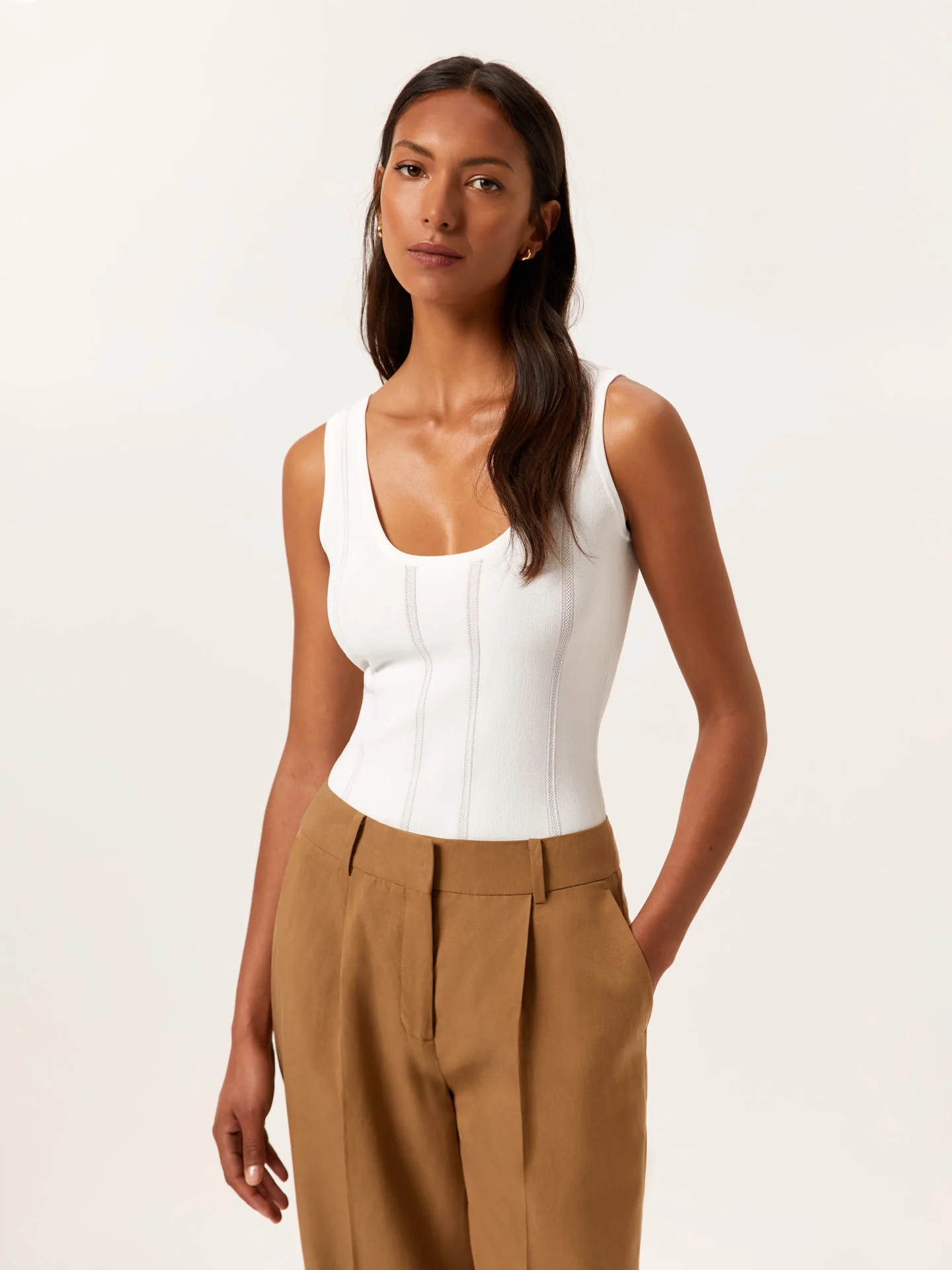 Tank Top In Viscose & Nylon Blend With Ajour Knit Stripes - Image 10