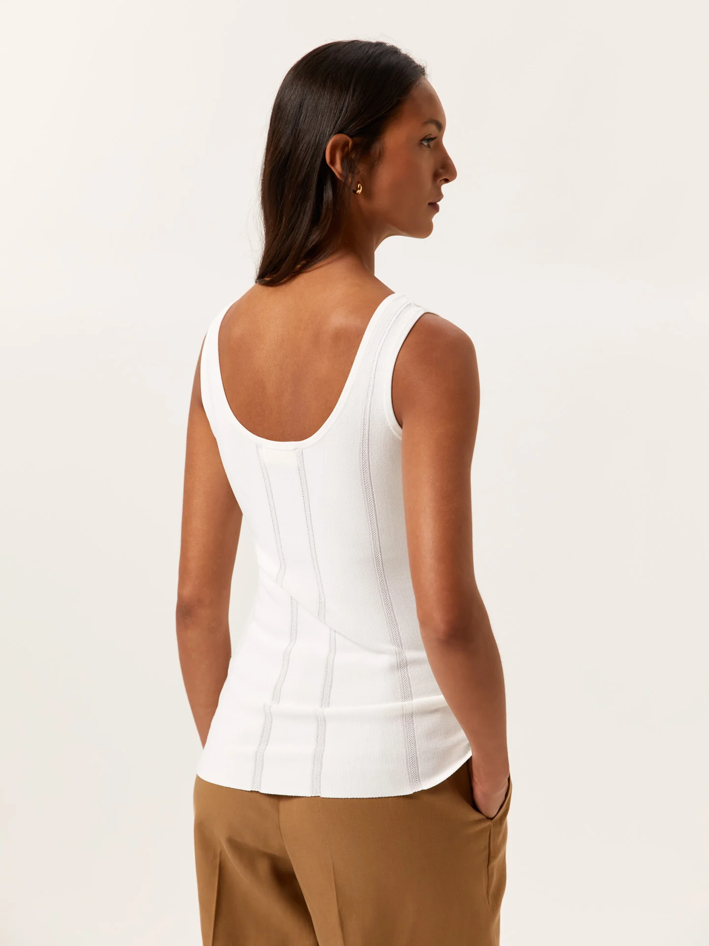 Tank Top In Viscose & Nylon Blend With Ajour Knit Stripes - Image 13