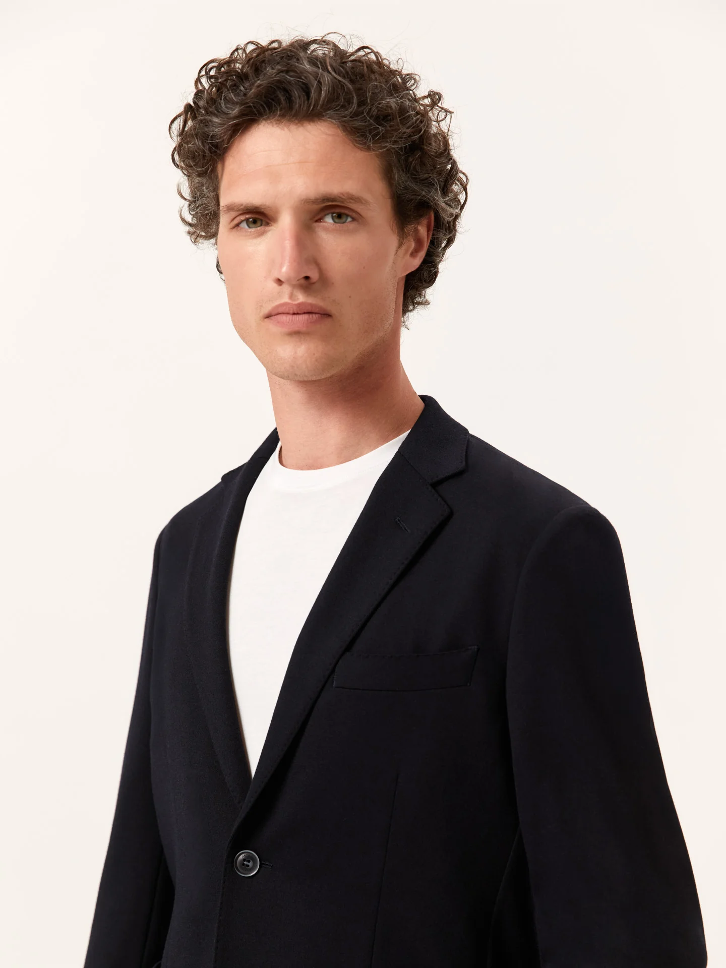 Unstructured Dark Blue K.Mouliné Blazer - Image 3